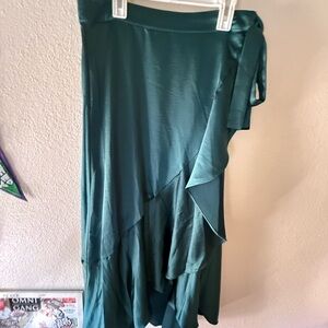 Emerald Green Satin Wrap Skirt